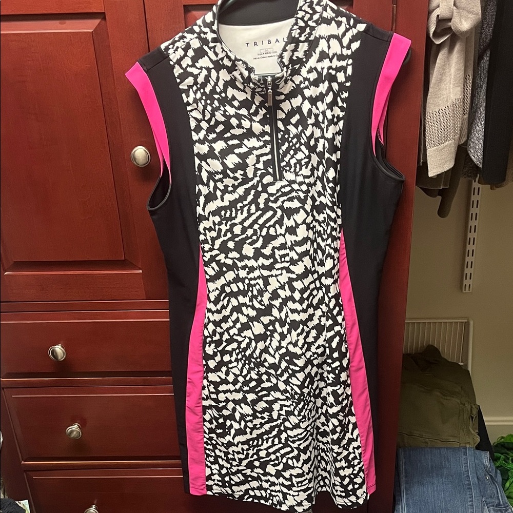 Tribal Black and Pink Patterned Golf Dress